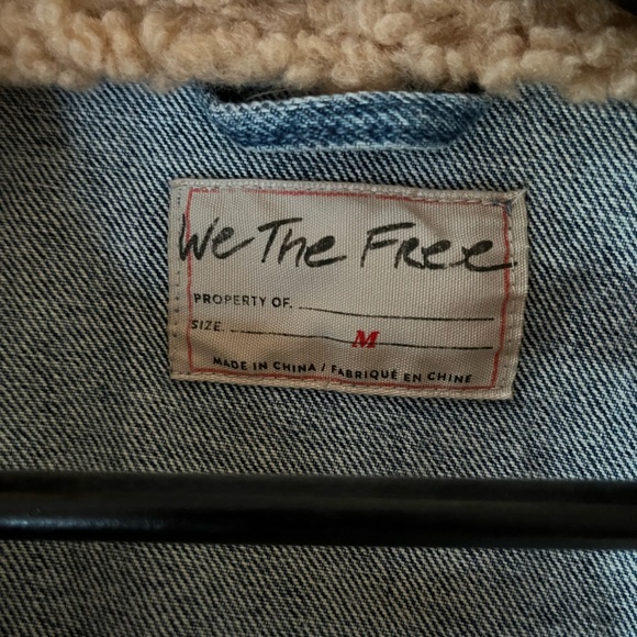 Free People Blue Jean Jacket with Tan Sherpa Lining - Picture 5 of 5